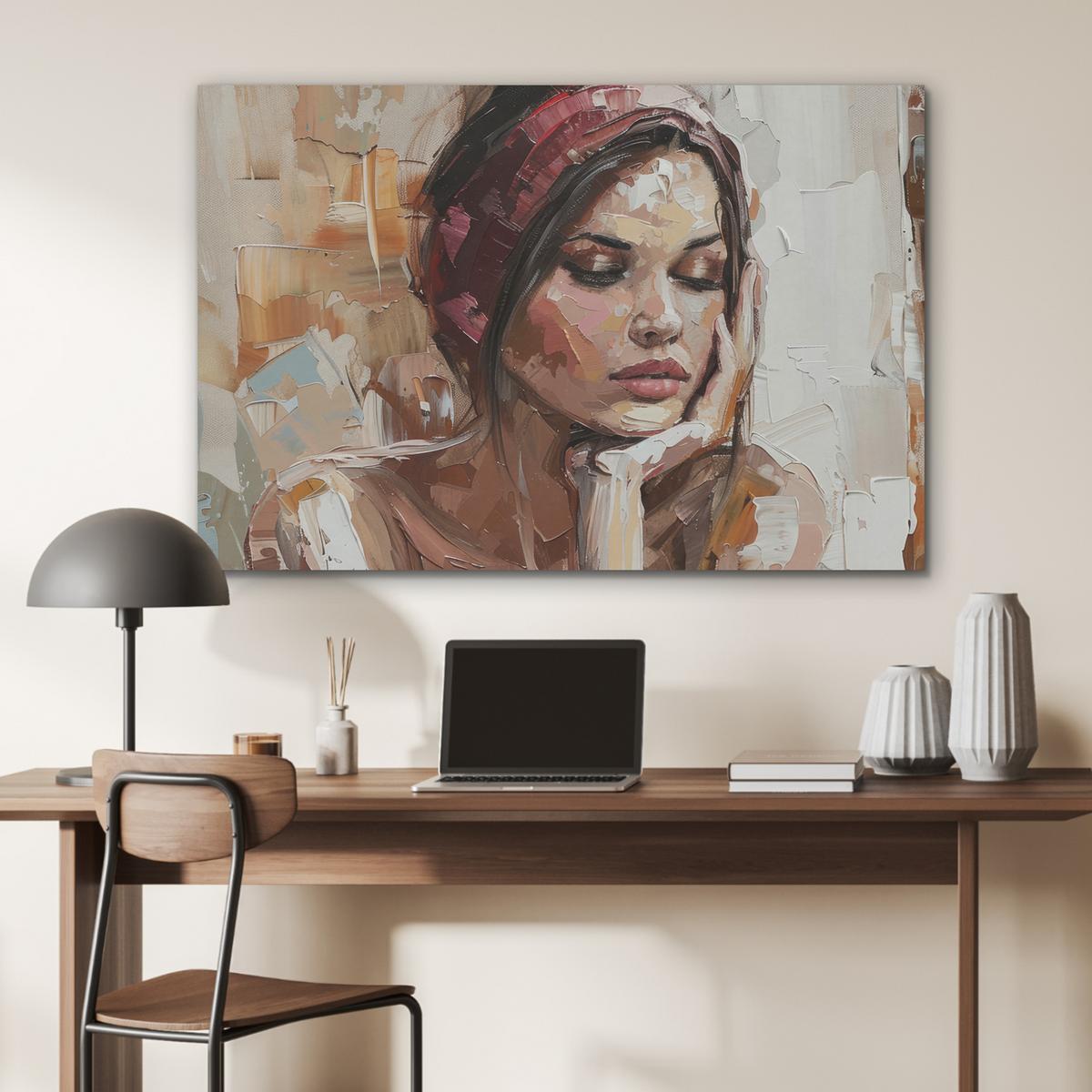 AKUSTIKBILD Frau - Lackierung - Porträt - Modern Akustikpaneele 90x60 cm - Altrosa, Kunststoff (90/60/0.9cm) - MuchoWow