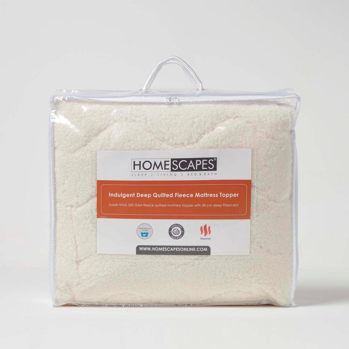 FLEECE-MATRATZENTOPPER 135/190 cm, weich & wärmend - Weiß, Textil (135/190cm) - Homescapes