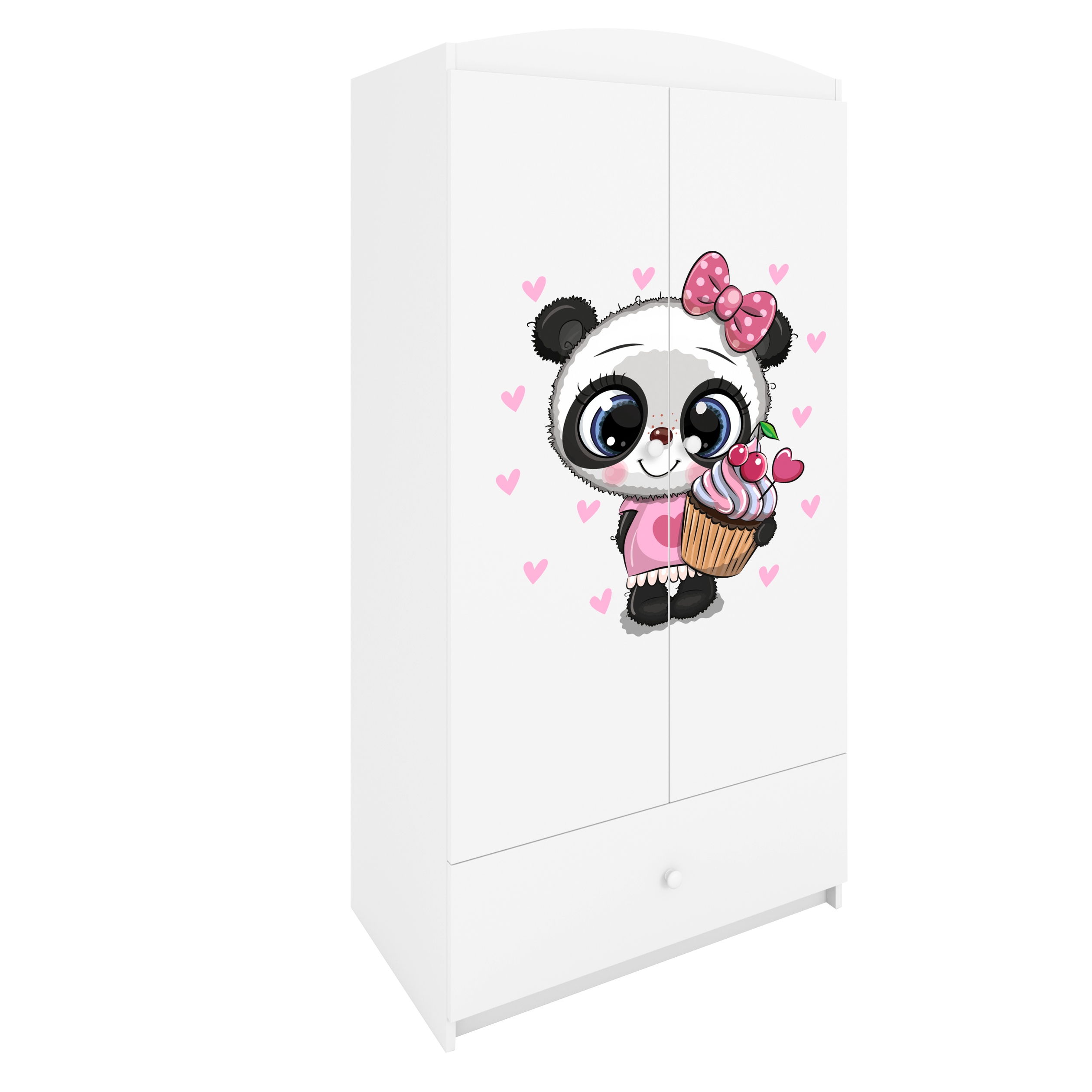 KINDERKLEIDERSCHRANK Panda - Weiß, Holzwerkstoff (90/175/52cm) - RAUMHIRSCH FURNITURE