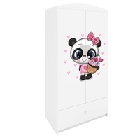 KINDERKLEIDERSCHRANK Panda - Weiß, Holzwerkstoff (90/175/52cm) - RAUMHIRSCH FURNITURE