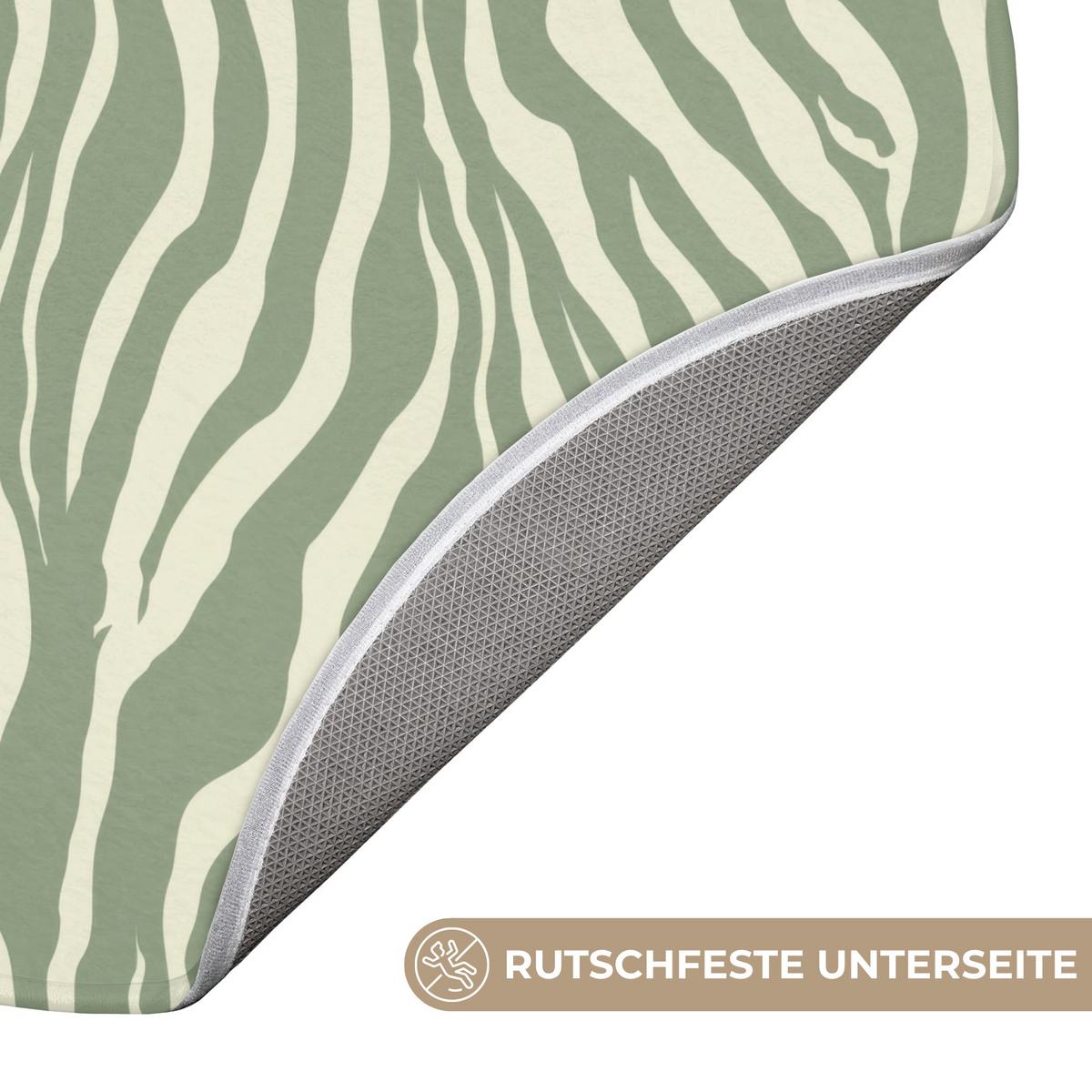 BADEMATTE Zebra - Motiv - Grün Badvorleger 70x70 cm - Salbeigrün, Textil (70/70cm) - OnlyWow