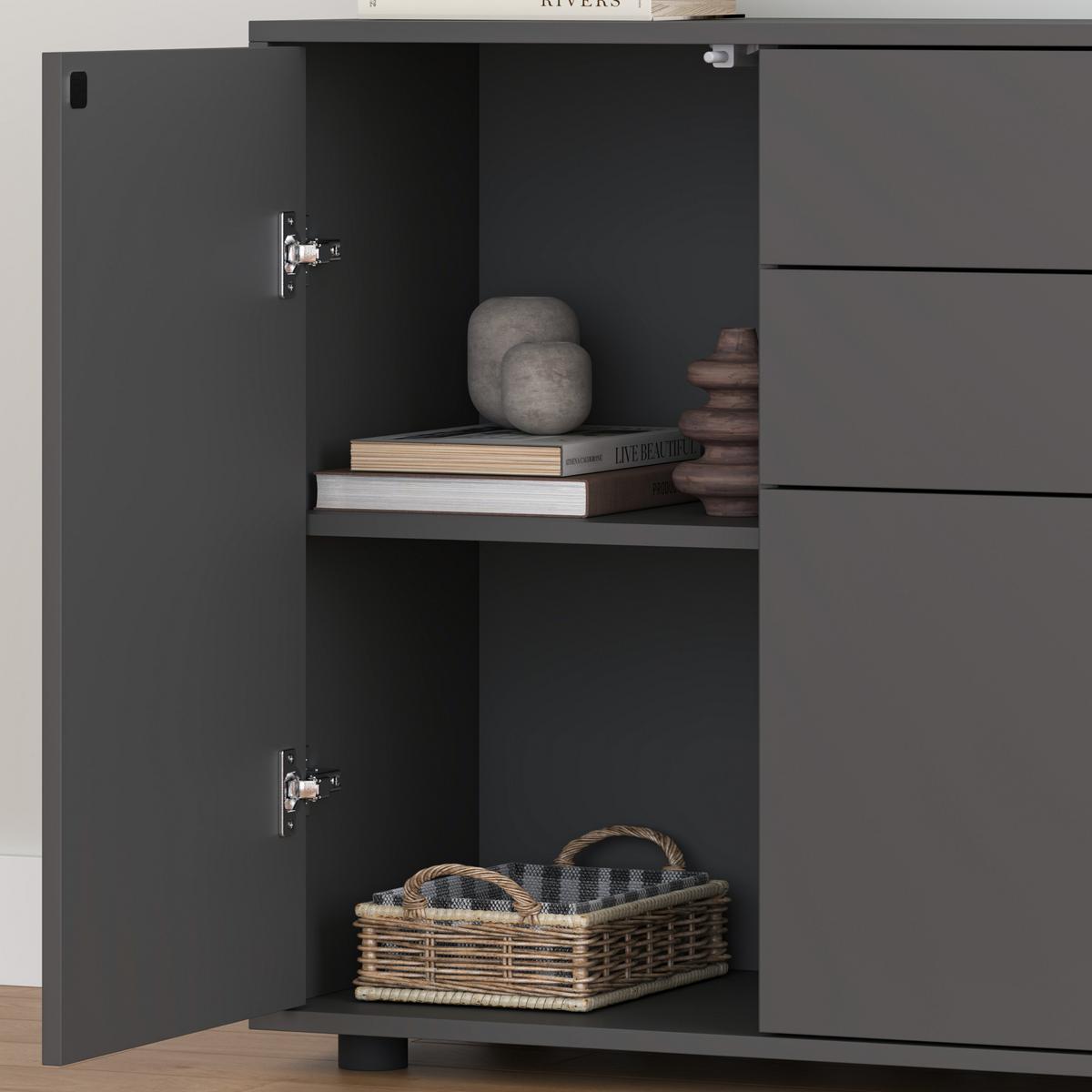 SIDEBOARD Paarl - Dunkelgrau, Holzwerkstoff (79/74/36cm) - [en.casa]