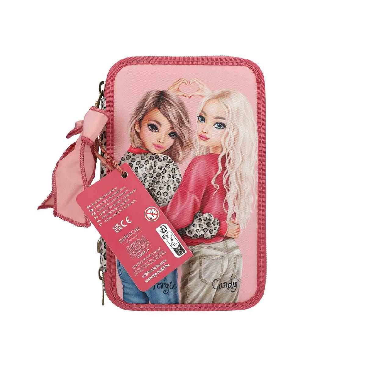 3-FACH FEDERTASCHE LEOHEART TOPModel rosa 7,5 x 13 x 20 cm - Rosa, Kunststoff (13/20/7.5cm) - Depesche Germany