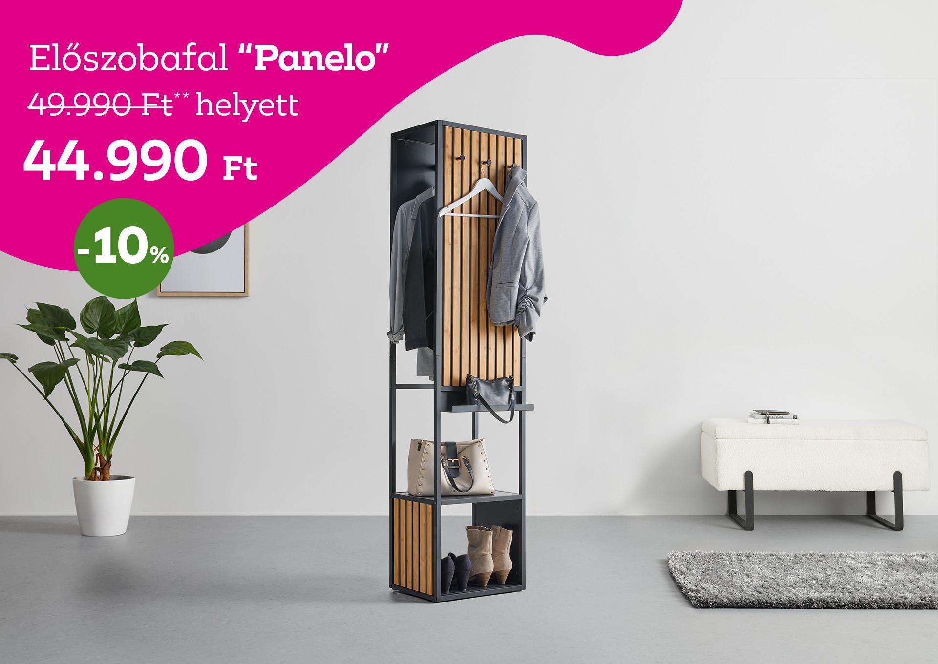 előszobafal PANELO 49990 Forint helyett 44990 Forint, kedvezmény mértéke 10%