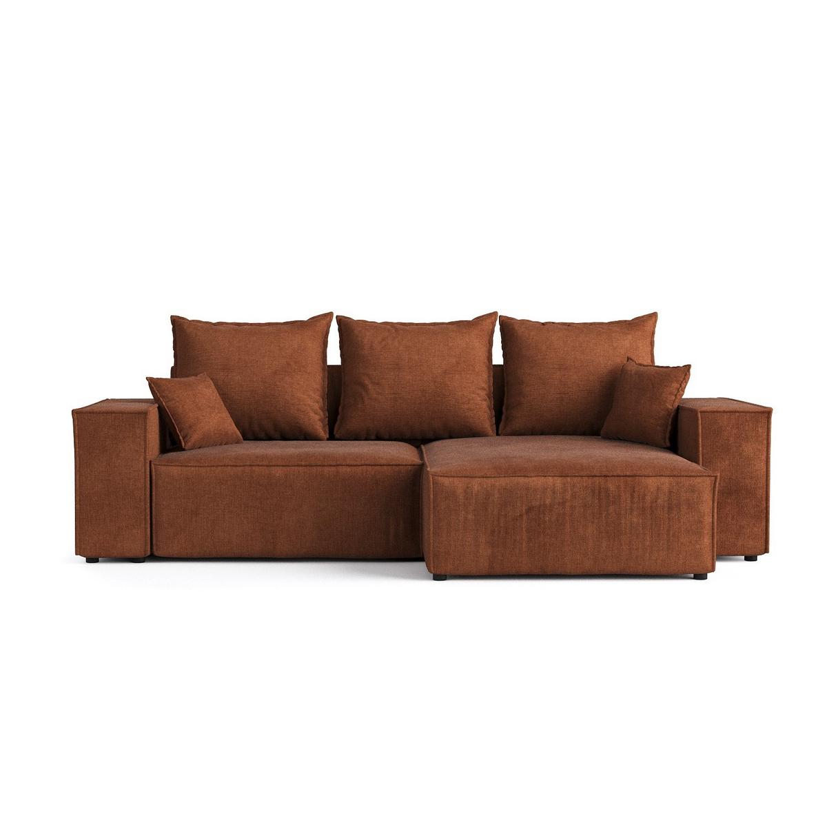 ECKSOFA SENSO mit Schlaffunktion Kupfer im Wind Stoff - Schwarz/Kupferfarben, Holz/Holzwerkstoff (255/148cm) - AltaBeds