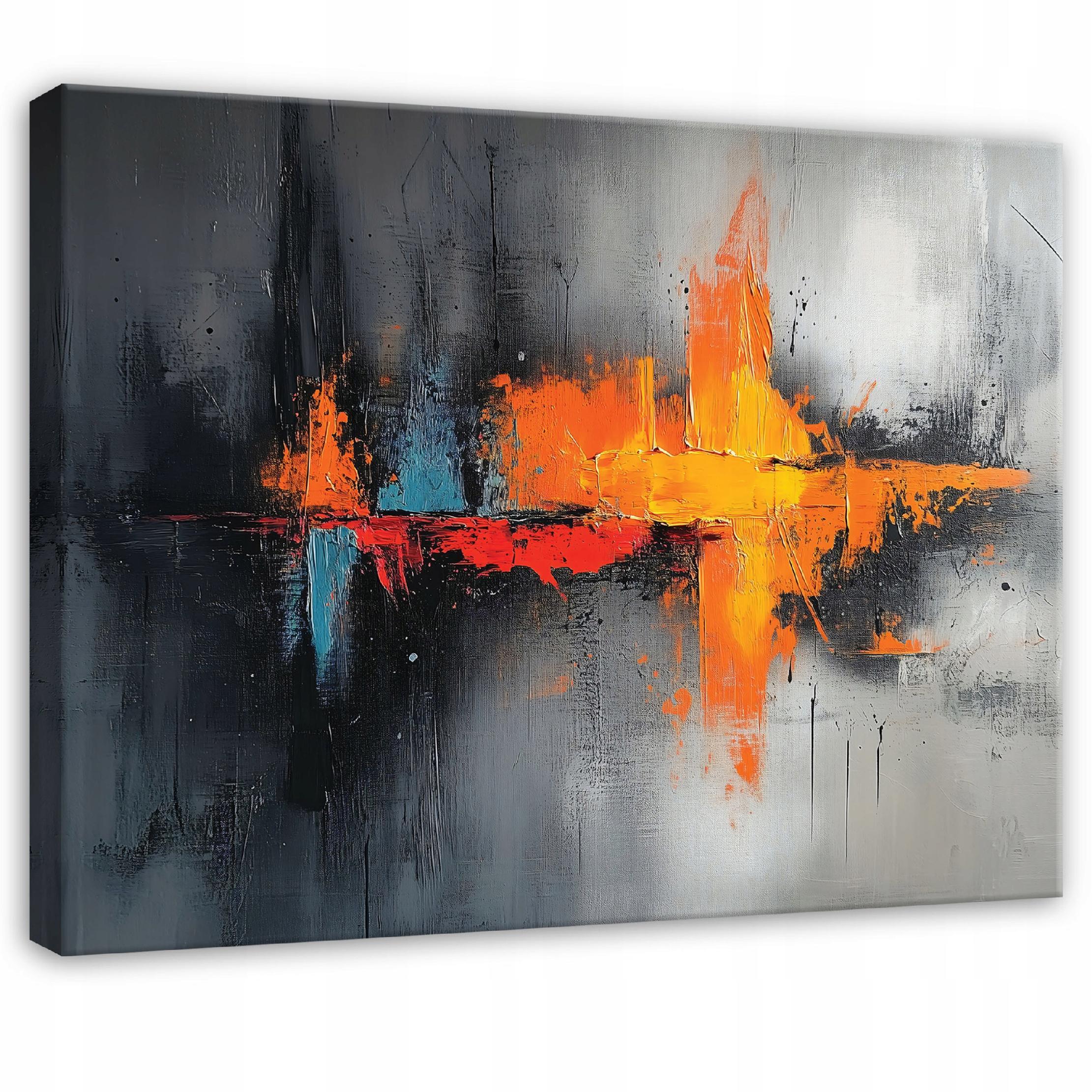WANDBILD XXL Abstrakt Grau Bunt Modern Wohnzimmer 100x70 - Grau, Holzwerkstoff (100/70cm) - Wallarena