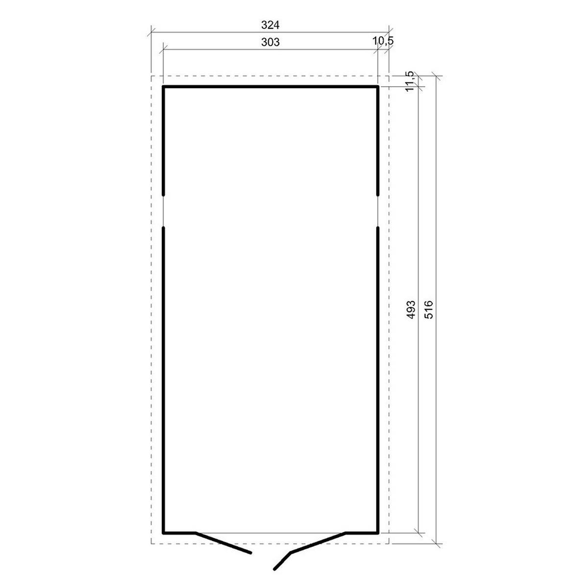 HOLZGARAGE - Abstellraum mit Fenstern - H222x516x324 cm/15 m² - M101 - Naturfarben, Holz (303/183/493cm) - Timbela