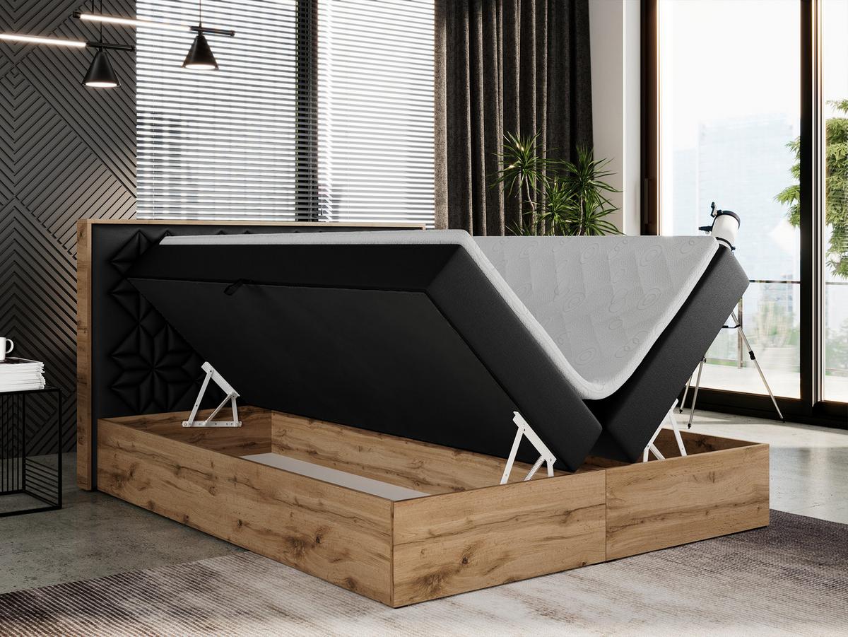 BOXBETT NESSI - 120/200 Schwarz Kunstleder - H4 - Schwarz, Holz/Textil (120/200cm) - MKS