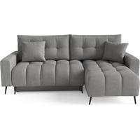ECKSCHLAFSOFA Denver im Veloursstoff, Grau - Schwarz/Grau, Textil (232/148cm) - Beautysofa