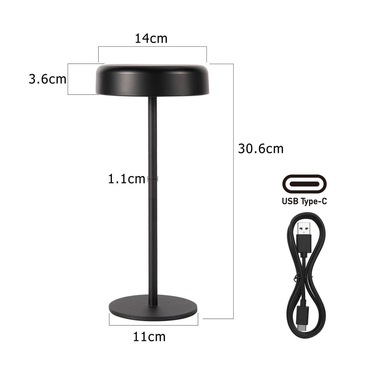 LED-TISCHLEUCHTE Abel 14/14/30cm - Schwarz, Kunststoff (14/14/30cm) - Nettlife