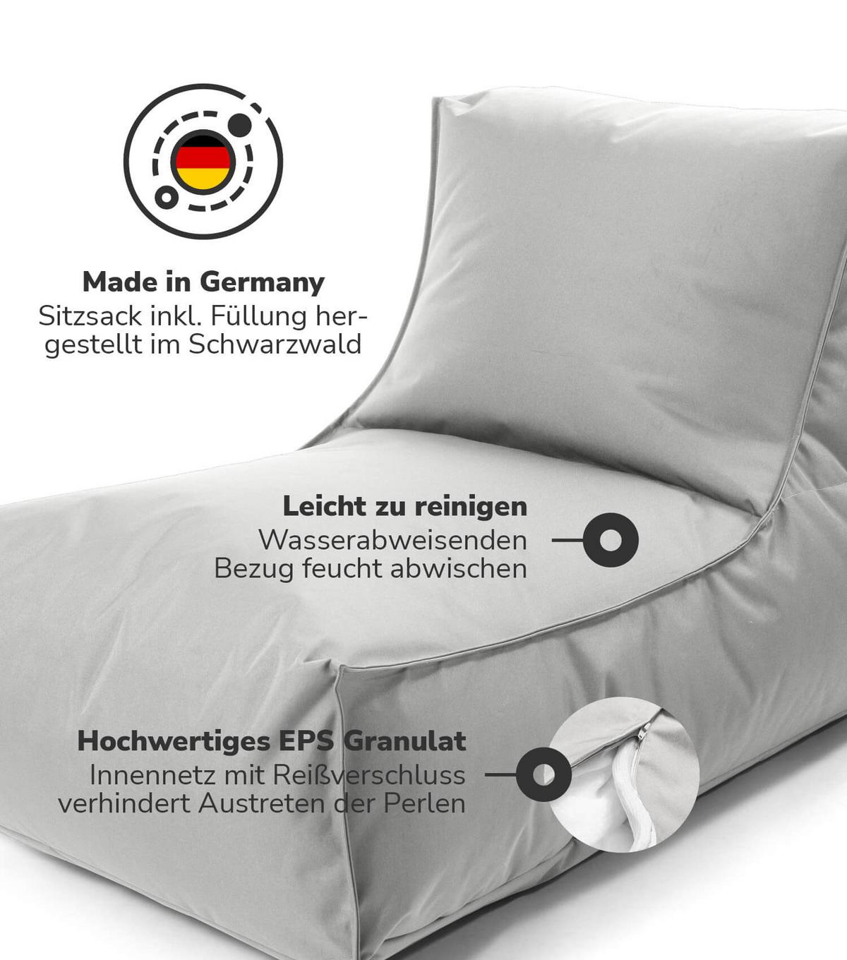 OUTDOOR SITZSACK mit Schutzhülle Der Sundowner - Grau, Textil (60/65/95cm) - Mokebo
