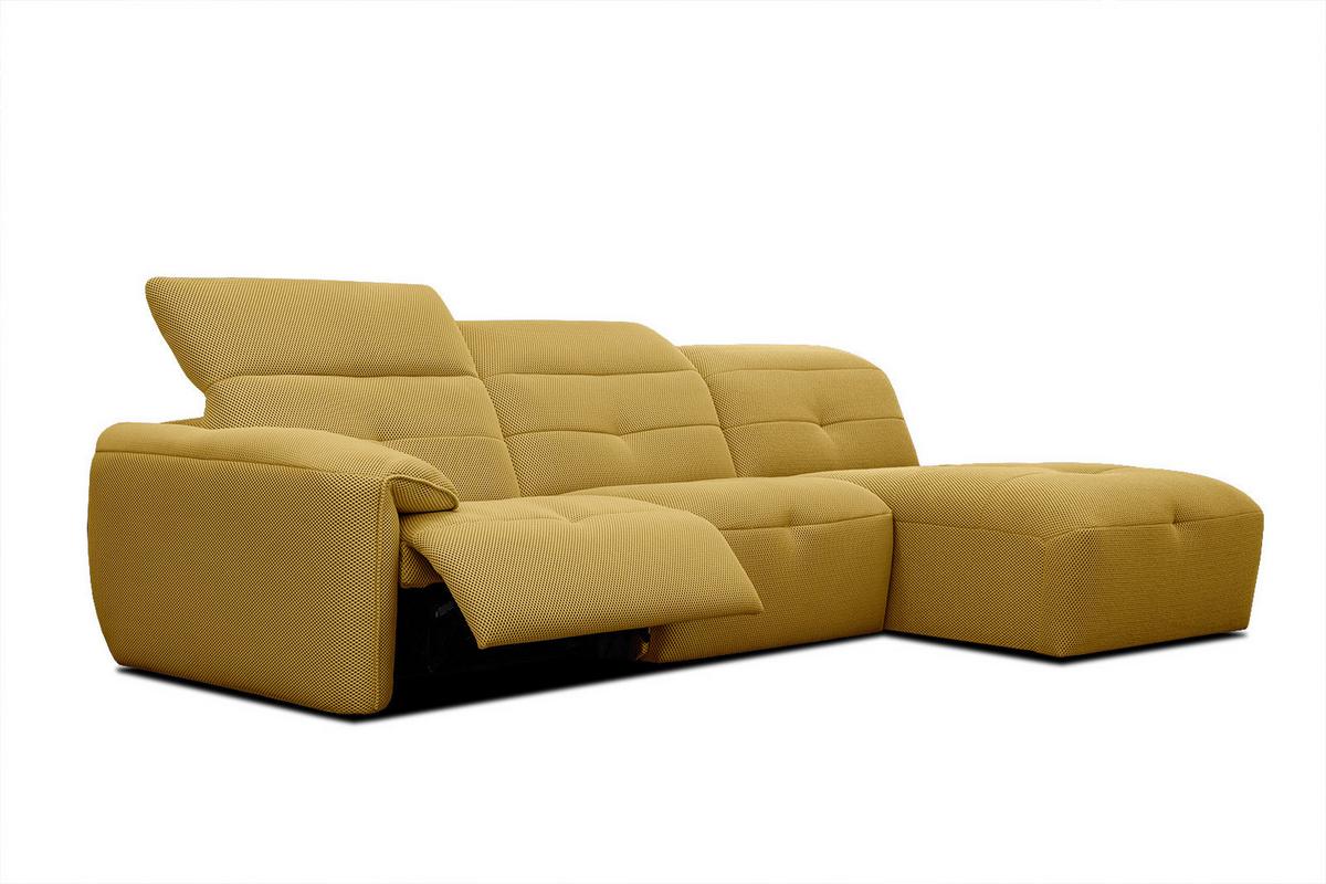 ECKSOFA TRENTO 4-Sitzer mit 1 Relaxfunktion, gelb - Gelb/Schwarz, Holzwerkstoff/Kunststoff (262/165cm) - Wozimo