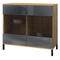 KOMMODE Bari Grau Hochglanz - Grau, Holzwerkstoff (92.5/83.5/35cm) - Vladon