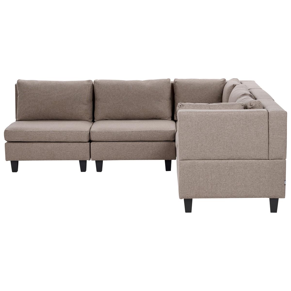 ECKFSOFA Modul 5-Sitzer linksseitig Braun Stoff Unstad - Schwarz/Braun, Textil (228/228cm) - Beliani
