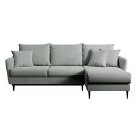 ECKSOFA Volio Grau Samt 223 cm - Schwarz/Grau, Textil/Metall (223/145cm) - Selsey