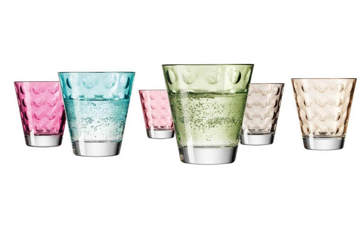 TRINKGLÄSER Optic bunt 215 ml 6er Set - Multicolor, Glas (0.22L) - Leonardo Living