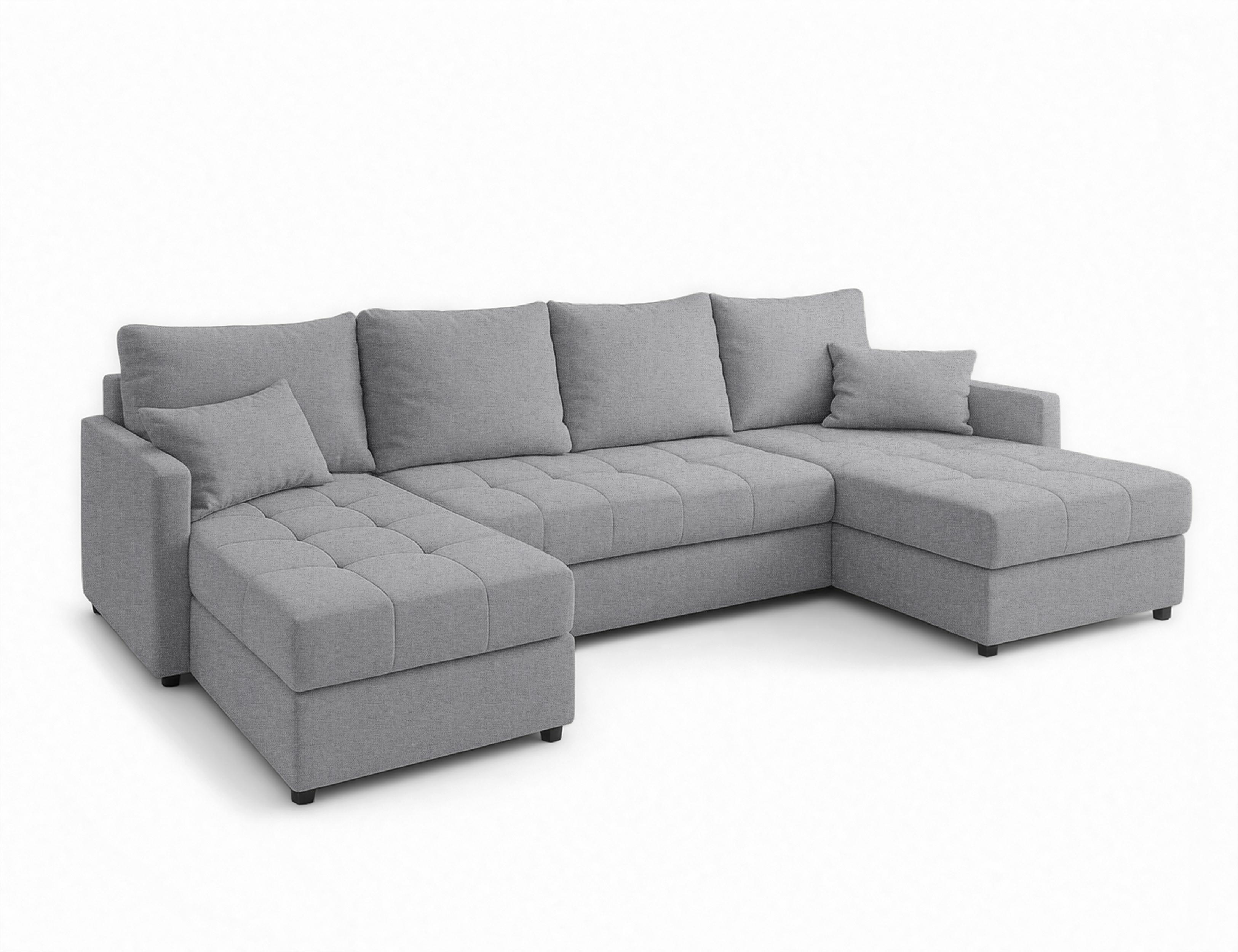 WOHNLANDSCHAFT Dolceo Hellgrau 287/140/73 cm mit Schlaffunktion Bettkasten Komfort - Hellgrau/Schwarz, Kunststoff/Textil (287/73/140cm) - AX Living