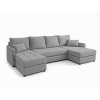 WOHNLANDSCHAFT Dolceo Hellgrau 287/140/73 cm mit Schlaffunktion Bettkasten Komfort - Hellgrau/Schwarz, Kunststoff/Textil (287/73/140cm) - AX Living