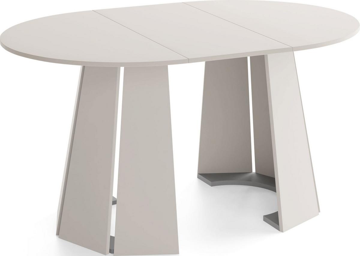 ESSTISCH Lunda rund ausziehbar verlängerbar, Kaschmir Grau-Beige 100-140/100/76 cm - Kaschmir/Beige, Holzwerkstoff (100/140/76cm) - WFL GROUP