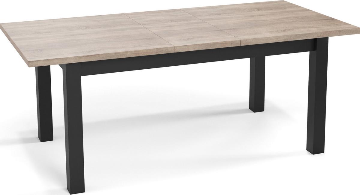 ESSTISCH Davidof rechteckig ausziehbar, Sonoma Eiche 120-160/80/76 cm - Schwarz/Sonoma Eiche, Holz/Holzwerkstoff (67/160/76cm) - WFL GROUP