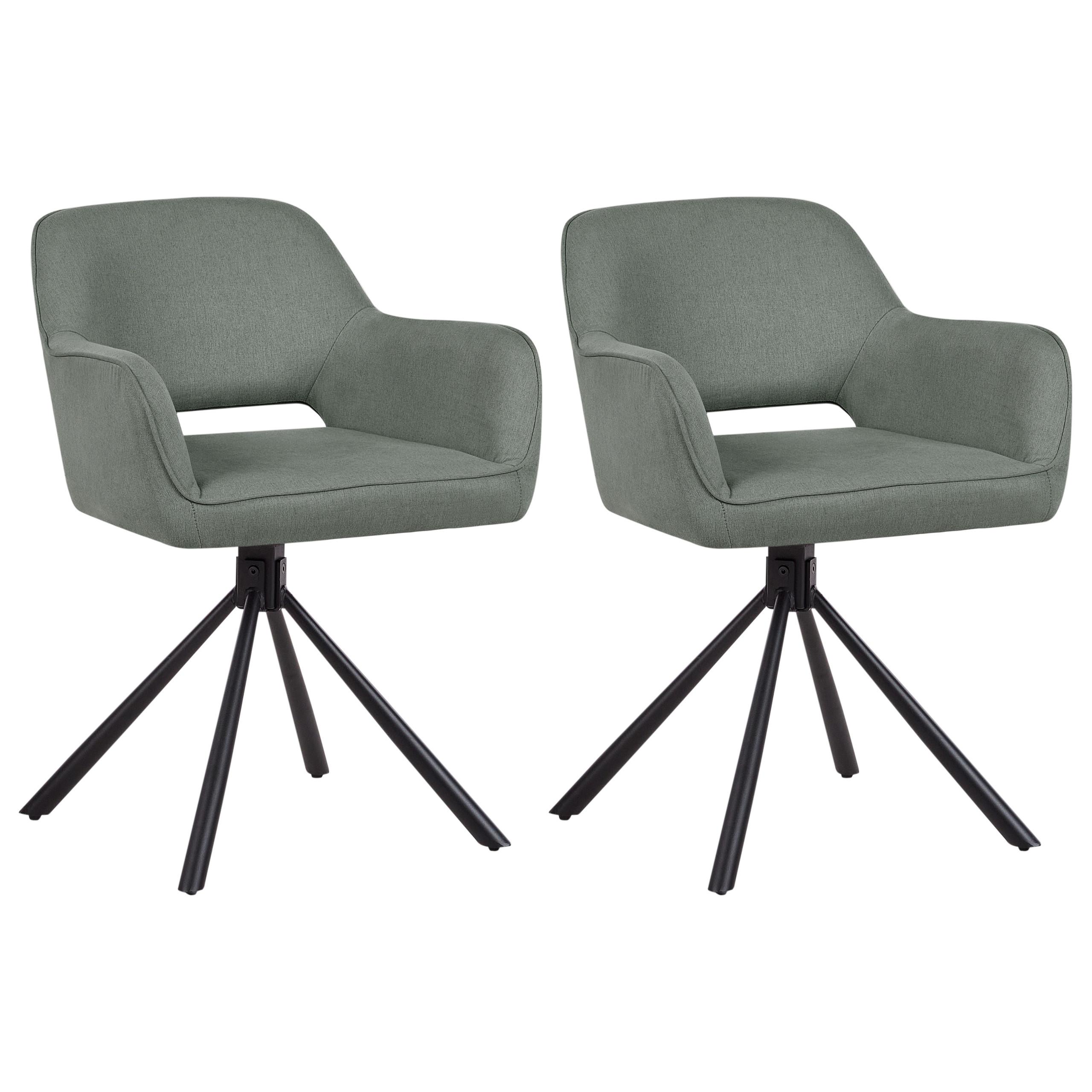 ESSZIMMERSTUHL 2er-Set Dunkelgrün Loures - Dunkelgrün/Schwarz, Textil (56/80/63cm) - Beliani