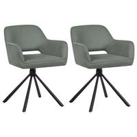 ESSZIMMERSTUHL 2er-Set Dunkelgrün Loures - Dunkelgrün/Schwarz, Textil (56/80/63cm) - Beliani