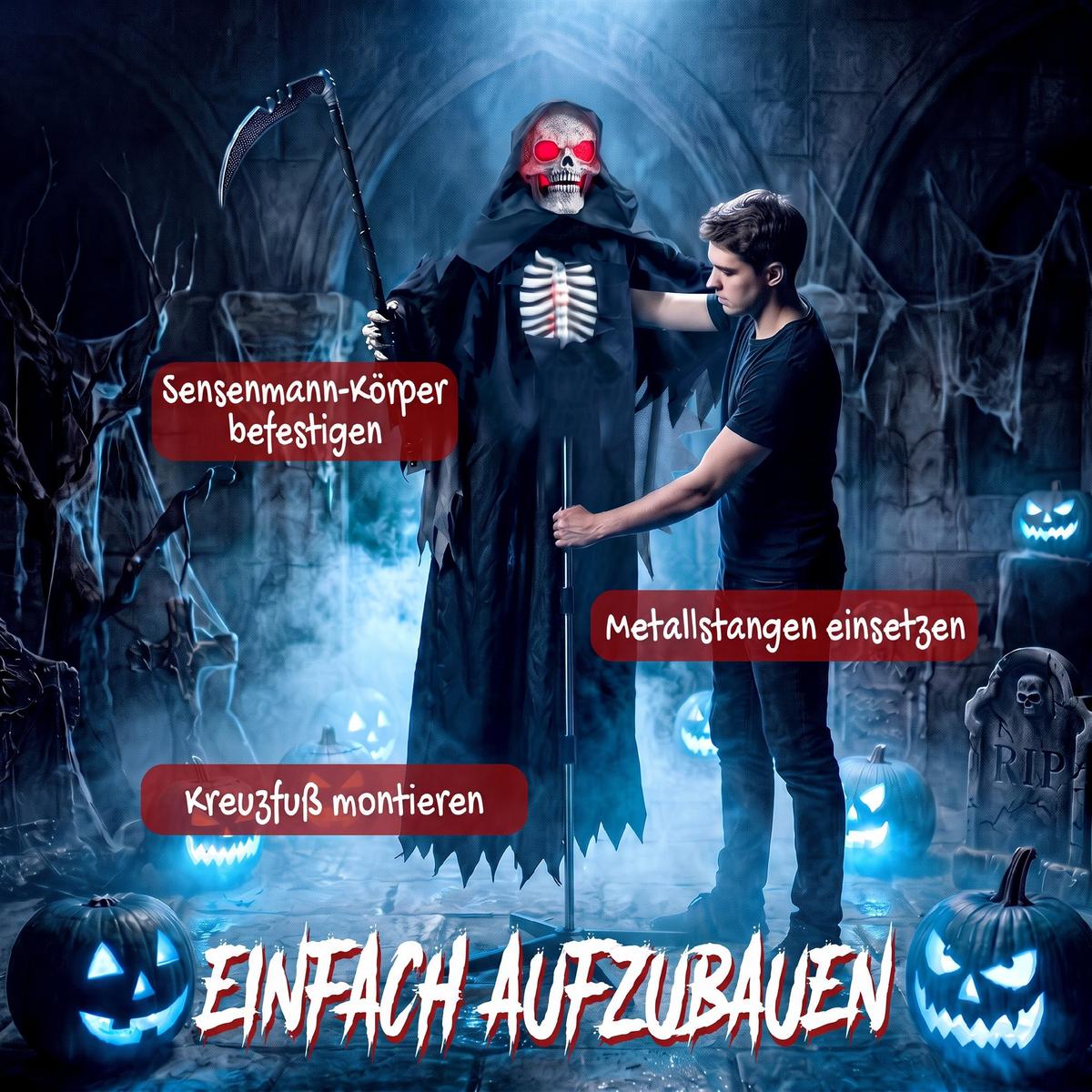 SENSENMANN-DEKO Metall Polyesterfaser Schwarz - Schwarz, Kunststoff (18/170/80cm) - HOMCOM