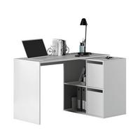 ECKSCHREIBTISCH Umkehrbarer, 4 Fächer und 2 Türen, Weiß 120/74/77 cm - Weiß, Holzwerkstoff (51/120/74cm) - Calicosy
