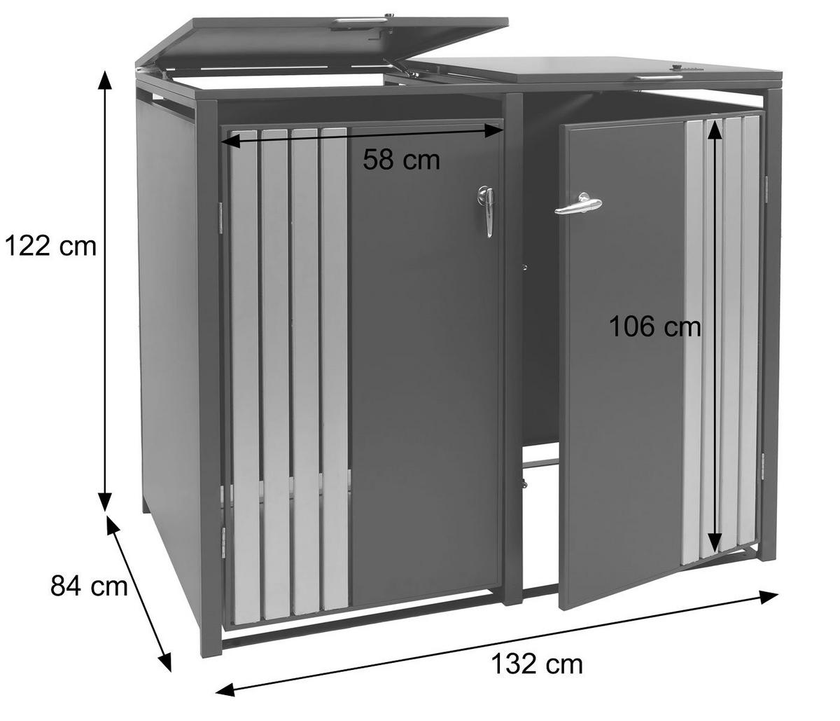 2ER-MÜLLTONNENVERKLEIDUNG Anthrazit - Anthrazit, Metall (132/122/84cm) - MCW