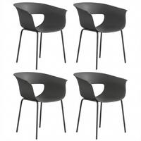 GARTENSTÜHLE-SET 4-TLG. aus Metall Kunststoff Dunkelgrau - Dunkelgrau, Kunststoff/Metall (51/74/61cm) - Outsunny