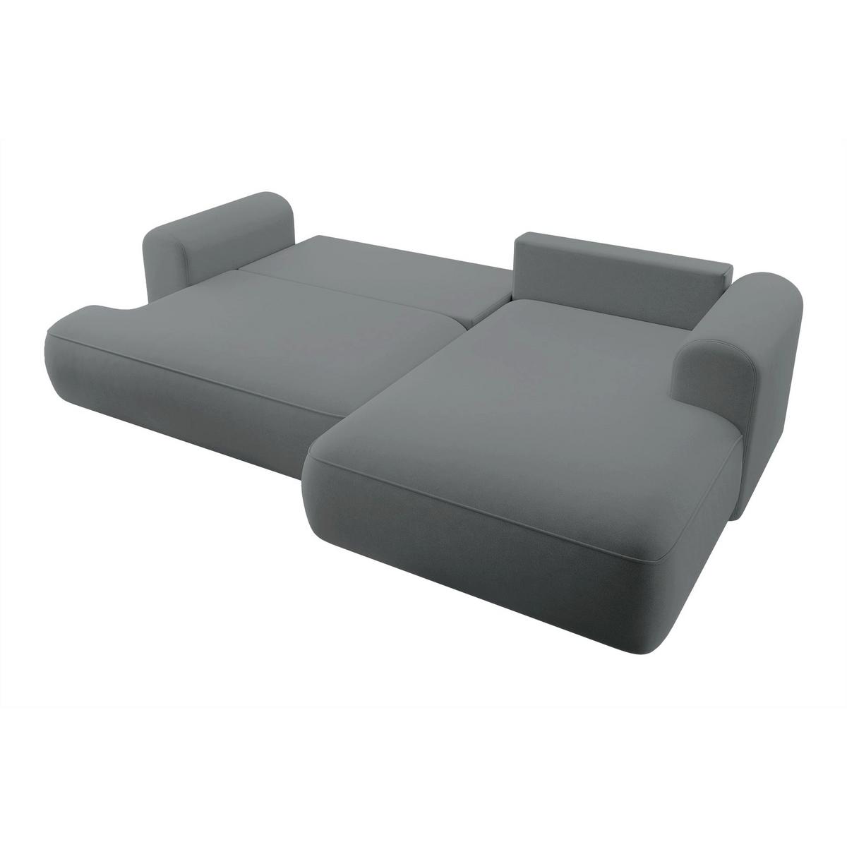 ECKSOFA Ovo Dunkelgrau Samt - Dunkelgrau/Schwarz, Kunststoff/Textil (165/260cm) - Selsey