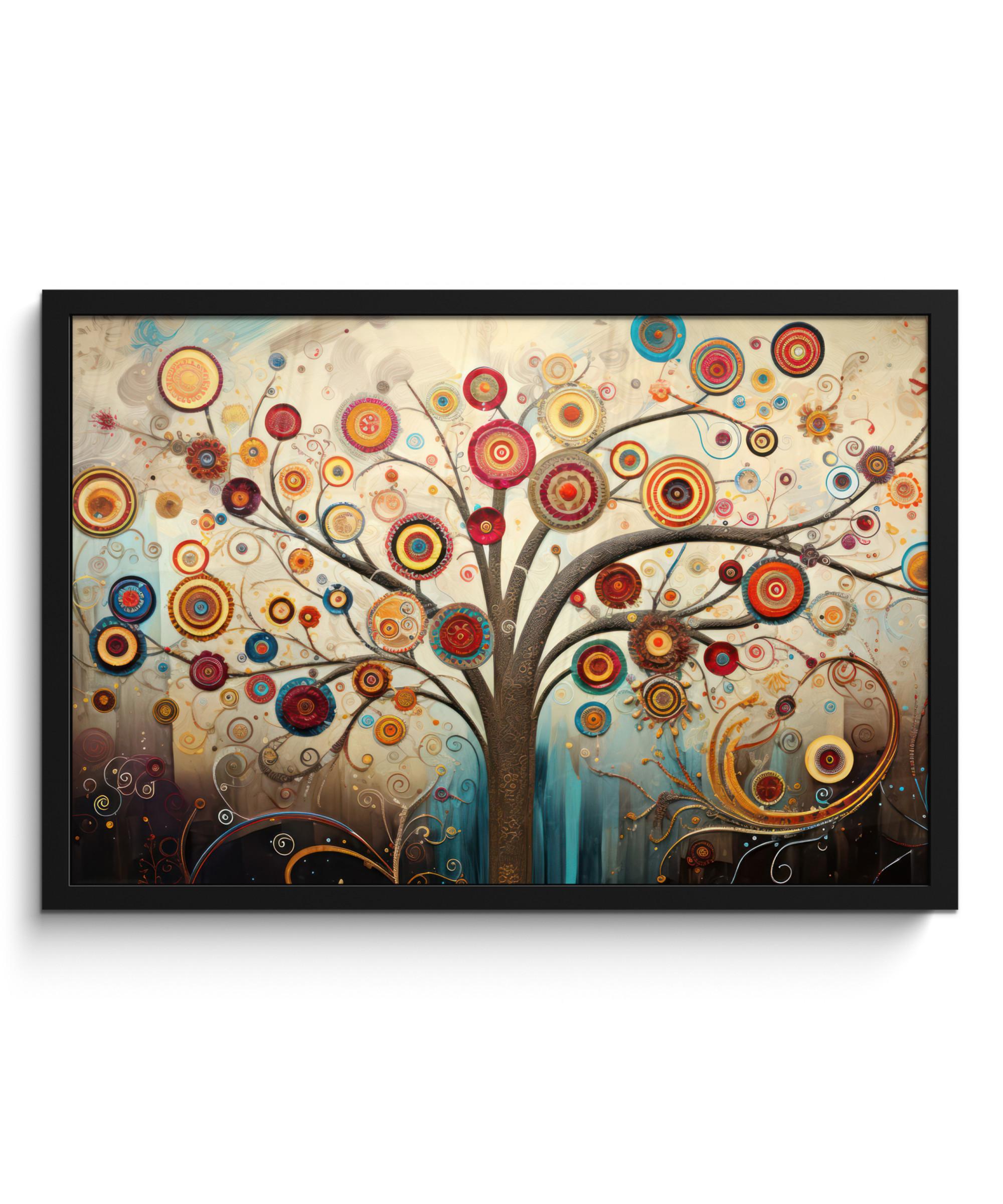 POSTER MIT RAHMENGERAHMTES BILD Baum - Baum des Lebens - Farbe 60x40 cm - Braun, Papier (60/40cm) - MuchoWow