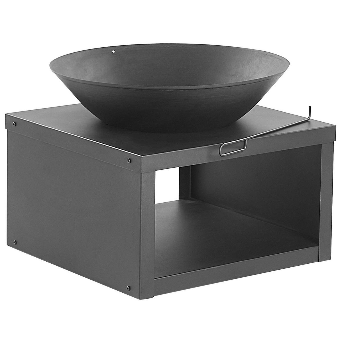 FEUERSTELLE Stah schwarz rund mit Holzablage Tanara - Schwarz, Metall (60/50/60cm)
