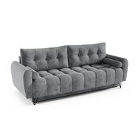 SCHLAFSOFA Malaga 3-Sitzer, Hellgrau - Hellgrau/Schwarz, Textil (223/93/100cm) - Beautysofa