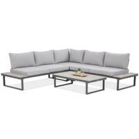 GARTENSET Madison mit Ecksofa und Kaffeetisch, Modulares Set, Metallbeine, Hellgrau - Hellgrau, Metall - Beautysofa