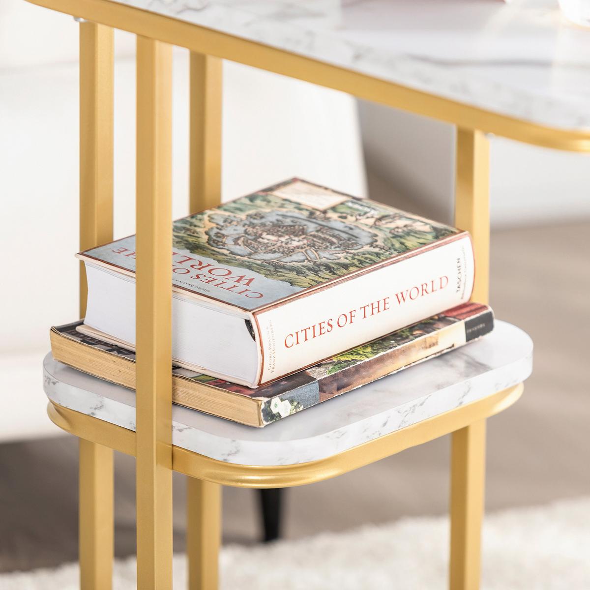 BEISTELLTISCH Golden - Goldfarben, Holzwerkstoff (30/50/58cm) - SoBuy