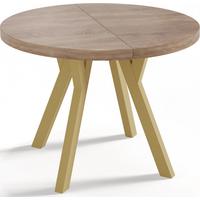 ESSTISCH Mateo runder ausziehbarer, Sonoma Eiche 100-150/100/76 cm - Goldfarben/Sonoma Eiche, Holz/Holzwerkstoff (100/150/76cm) - WFL GROUP