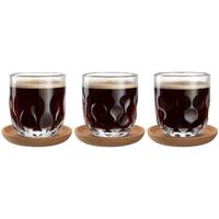 KAFFEE-SET MIT UNTERSETZER Gocce transparent 220 ml 3er Set - Transparent, Glas (0.22L) - Leonardo Living