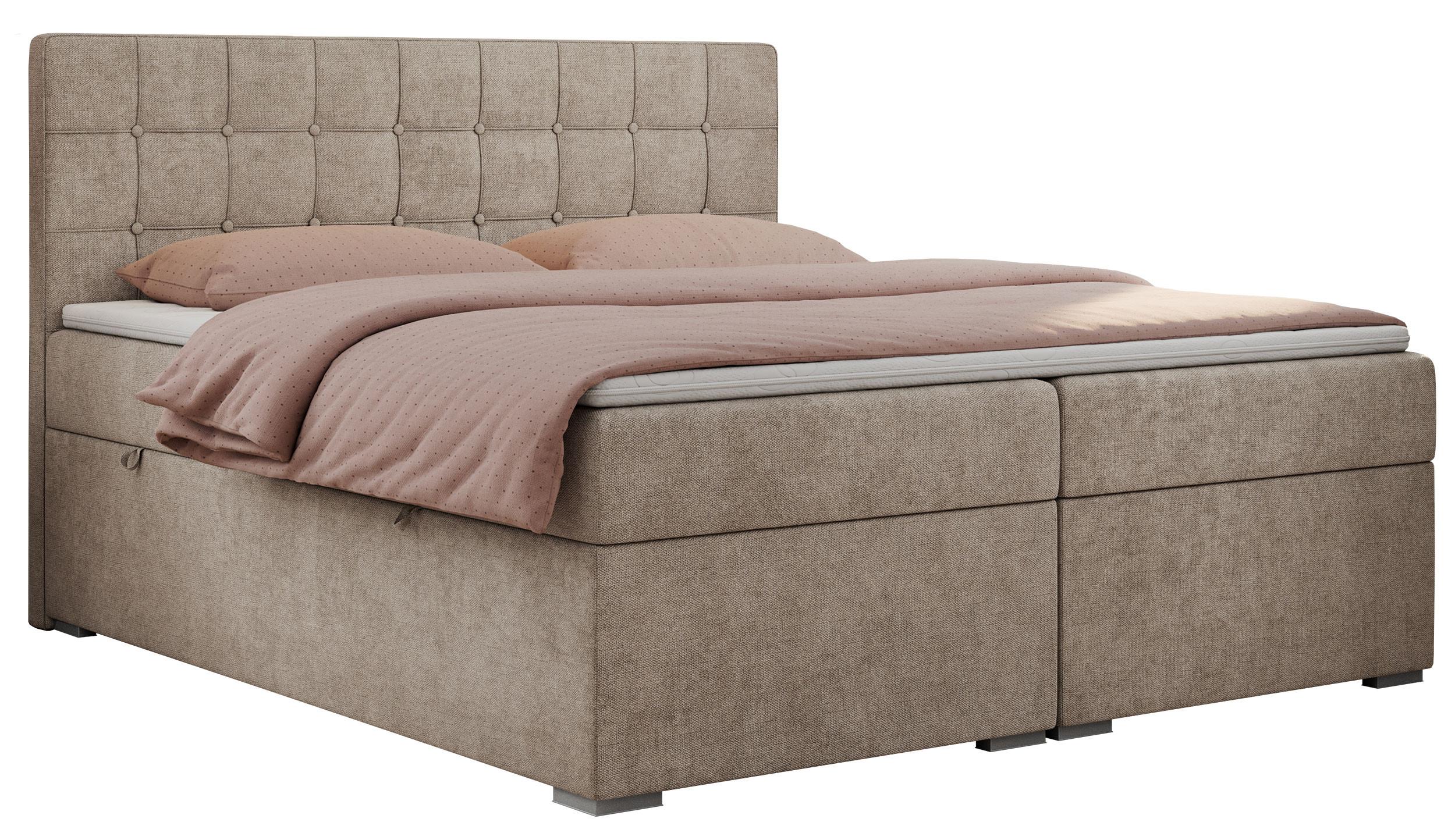 BOXBETT CARMEN 180/200 Beige Struktur - H3 - Beige, Holz/Textil (180/200cm) - MKS