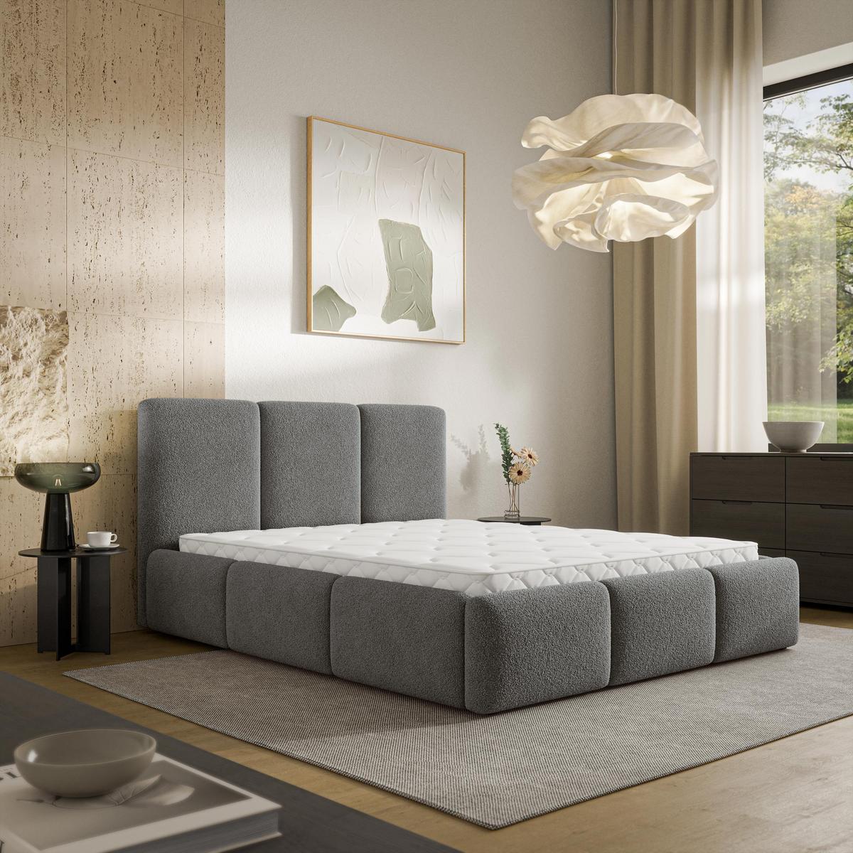 POLSTERBETT ARSIL 120x200 cm mit Bettkästen - Grau - Grau, Holz/Textil (120/200cm) - MASSENO