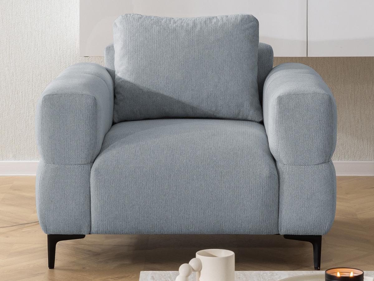 SESSEL Cardea in Bubble-Optik aus weichem Grau Strukturstoff mit hohem Sitzkomfort - Schwarz/Grau, Holz/Textil (102/80/97cm) - S-Style Möbel
