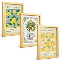 BILDER SET 3er Set - 20x30 cm Goldrahmen - Zitrusfrüchte aus Italien - Goldfarben, Kunststoff (20/30cm) - TULUP