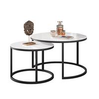 COUCHTISCH 2-in-1 CIRI GLASS mit schwarzer und weißer Struktur - Schwarz/Weiß, Holzwerkstoff (70/70/47cm) - Lookway