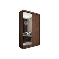 SCHWEBETÜRENSCHRANK PATRIZIA 120/216/61 cm Modern Kleiderschrank 2-türig mit Spiegel Nussbaumfarben - Nussbaumfarben, Holzwerkstoff (120/216/61cm) - MASSENO