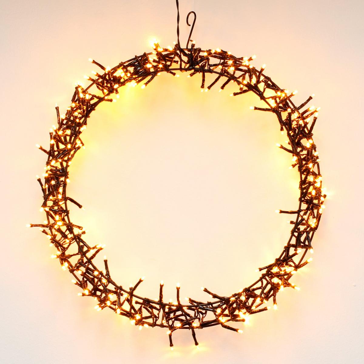 LED LICHTERKRANZ Ø38 cm 300 LEDs Warmweiß - Schwarz, Metall (38/5.5/38cm) - ECD-Germany