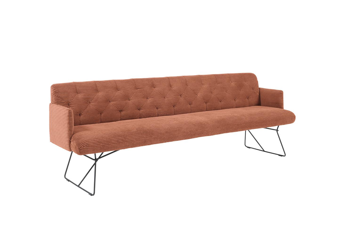 ESSZIMMERBANK CHARME Braun Cord - Braun, Textil (206/85/69cm) - KAWOLA