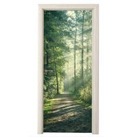 TÜRAUFKLEBER Wald - Weg - Sonne - Bäume - Grün - Natur 80x215 cm - Türtapete - Waldgrün, Kunststoff (80/0.1cm) - MuchoWow