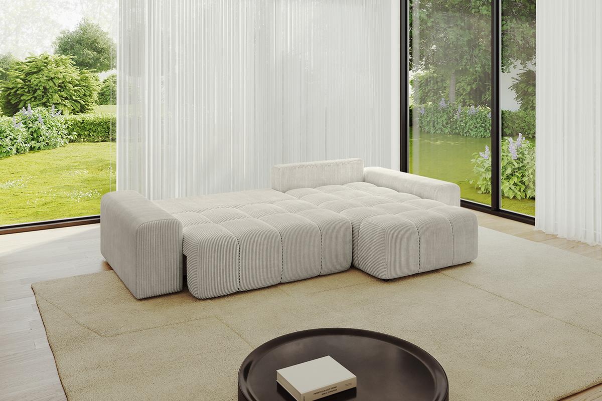 ECKSOFA Ottomane rechts ENIL-L 297x189x68 Creme Cord - Ecru/Creme, Holzwerkstoff/Kunststoff (189/297cm) - ALTDECOR