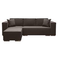 ECKSOFA L Form Vinoria Braun 255/180/82 cm Links mit Schlaffunktion - Chromfarben/Braun, Textil/Metall (180/255cm) - AX Living