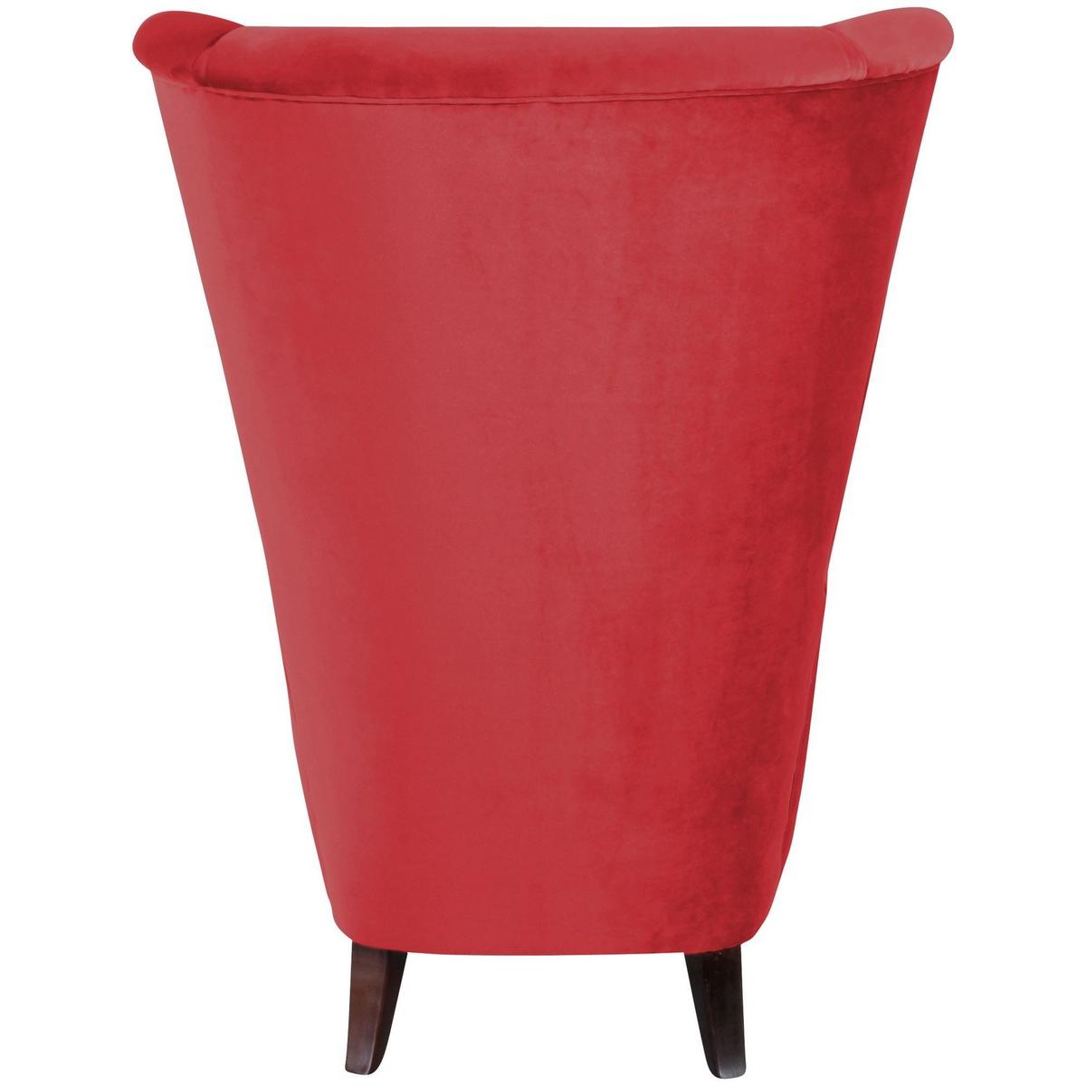 HOCHLEHNSESSEL Kailey Bezug Samtvelours Buche nussbaum dunkel / rot - Rot, Kunststoff (96/122/89cm) - 58aufmkessel
